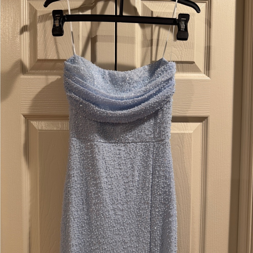 Elegant Light Blue Beaded Dress